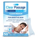 Tiras nasais média, clara, 50 ct; Funciona instantaneamente para melhorar o sono, reduzir o ronco, e aliviar o congestão nasal devido a frios e alergias