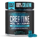 Creatina HCL 3000mg por serviço - Framboesa sabor - Gummies Vegan (90 Contagem (Pacote de 1), Framboesa)
