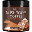 Cogumelo café, 6 cogumelos adaptogênicos com juba de leão, Cordyceps, Turquia cauda & mais, café de cogumelo instantâneo para foco, energia, imune e digestion Suporte