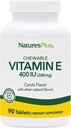 NaturesPlus Vitamina E, sabor de alfarroba natural - 90 comprimidos mastigáveis, pacote de 2 - Free-Radical Defense & Global Well-Being - Vegetarian, Gluten Free - 180 Total Servings