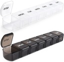 Organizador de comprimidos grande semanal 2 Pack, caixa de caso de vitamina diária 7 dia com compartimento XL, Medicina amigável de viagem Organizador para suplementos de óleo de fígado de bacalhau