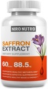 Suplementos de açafrão, cápsulas de extrato de açafrão orgânico para a saúde dos olhos e do coração, suppressor de apetite para mulheres em perda de peso, suporta sistema imunológico, reforço do metabolismo, não-GMO