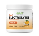 Foco+ Eletrolito Nootrópico Laranja: Hydration & Brain Support para Melhoramento Cognitivo, Memória, Concentração - Citicolina, Cafeína Orgânica, Metil B12 - Made in USA