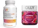 vH essencial Probióticos com Prebióticos e Cranberry Feminine Health Supplement - 120 Cápsulas e OLLY Gummy Multivitamin feminino, Berry, 90 Count Bundle