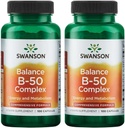 Swanson B-50 Complex - Suplemento de vitamina que promove energia e suporte ao metabolismo - Pode apoiar a saúde do coração e memória - (100 cápsulas) (2 pacote)