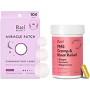 Rael Bundle - Cover Overnight Spot Pimple Patches (104 Count) & PMS Suplemento para Mulheres (28 Cápsulas)
