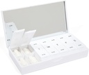 PORTO X POLISH Designer Semanal Pill Box Organizador (AM/PM 2X Daily, Crisp White) □ Compacto, elegante 7-Dia Suplemento Vitamina Caso □ Bonito Portable Mini Travel Medicine Transportador