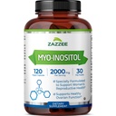 Zazzee Myo-Inositol Cápsulas, 2000 mg por serviço, 120 Cápsulas Vegan, Posologia ideal para 40:1 Razão, 100% vegetariana, Equilíbrio hormonal e saudável Ovarian Function Support, All-Natural e Não-GMO