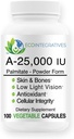 A-25.000 iu Palmitate Vegan, Forma de pó (100 cápsulas) Não-GMO, Suporta baixa visão de luz, Suporte imunológico, Integridade celular da pele e ossos, Antioxidante