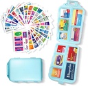 Organizador de comprimidos com etiquetas de medicina 161 etiquetas Viajar recipiente de pílulas diário Mini medicamento Organizador Armazenagem Pill Organizador Viagens Essenciais Pill Case 7 Day (Blue, 1 Pack)