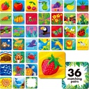 Jogo de correspondência de memória, 72 PCS Nature Tema Cartas de correspondência para crianças 36 pares cartões de memória para pré-escola 4 5 6 anos