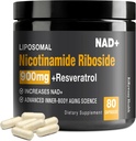 NAD+ Suplemento - NAD+ com Nicotinamida Riboside (NR) e Resveratrol Quercetina 900mg, 80 Cápsulas, EUA-063-0911XL-136NAD
