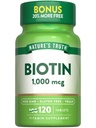 Verdade da natureza Biotin 1000mcg 120 comprimidos Vegan, Não-GMO, Suplemento sem glúten