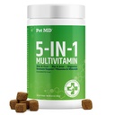 Animais de estimação MD 5in1 Cão Multivitamin - 30 Vitaminas Essenciais, Minerais e Nutrientes para Pele & Revestimento, Hip & Joint, Digestão, Cão Sênior & Vitaminas Cachorrinho - Glucosamina, Omega 3 6 9, & Probióticos - 60ct