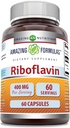 Fórmulas surpreendentes Riboflavina (Vitamina B2) Suplemento 400 Mg por Servindo 60 Cápsulas