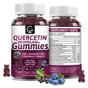 Quercetin Gummies com Bromelain 2378mg - Mistura com Elderberry, Echinacea Purpurea Extract, Zinco, Vitamina C,D3,K2, Suportes Complexos Imune, Cardiovascular & Respiratório, Gummy Vegan para Adulto & Kid