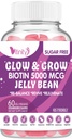VITINITY Biotin 5000 Mcg Força extra Vegetariana (Vitamina B) Suplemento sem açúcar-Suporta mais saudável cabelo e pele - Mulheres & Homens 60 Vegetal Sugar-Free Jelly Beans (30 fornecimento dia)