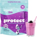 Organifi Kids: Proteger - suporte imunológico diário para crianças com Elderberry, Cereja de Acerola e Zinco - Berry Flavored Immunity Powder - Baseada em plantas, Vegan, e sem glúten, leite ou soja - 15 Servings