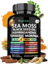 Adndale Sea Moss Black Seed Oil Ashwagandha Ginger Cápsulas. Cápsulas SeaMoss com óleo de semente preta, Ashwagandha, Açafrão, Moringa, Bexiga, Root Burdock, Manuka Honey, Canela