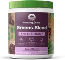 Amazing Grass Greens Blend Antioxidant: Super Greens Powder Smoothie Mix com espirulina orgânica, Beet Root Powder, Elderberry, Bilberry, Prebioitics & Probióticos, Sweet Berry, 30 Servings (Packaging May Vary)