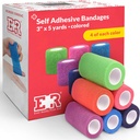Ever Ready First Aid Self Adherent Coesive Bandages 3" x 5 Yards - 24 Count, Rainbow Colors