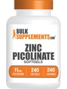 BulkSuplementos.com Picolinato de zinco Softgels - Zinco 11mg, para suporte imune, sem glúten - 1 Softgel por serviço, 240 contagem (Pacote de 1)
