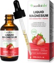 Líquido de magnésio,Líquido de magnésio 1000Mg, Gotas de magnésio,Suplemento de magnésio liquido,com fibra de celulose, Vitamina B6, C, D, Zinco, Saúde Digestiva,Promove relaxamento,Sem açúcar,2 Fl Oz