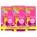 Comprimidos mastigáveis de Pepto Kid para azia, indigestão ácida, estômago azedo e estômago abafado, sabor de chiclete, 72 Total (3 embalagens de 24)