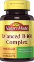 Natural Made Balanced B-100 Timed Release (Thiamin, Riboflavina, Niacin, B6, B12, Biotina, Ácido Pantotênico e Ácido Fólico) Comprimidos 60 Ct