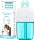 Sistema de Irrigação nasal com 30 pacotes salinos – dupla velocidade e coleta de resíduos automáticos – Irrigador nasal portátil e amigável de viagens – Limpador nasal para a máquina Nasal Rinse Sinus Relief
