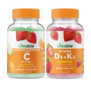 Vitamina C viva 1050mg + Vitamina D3 + Vitamina K2, chicletes Bundle - Grande degustação, Suplemento Vitamina, sem glúten, GMO livre, chiclete mastigável
