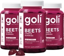 Goli Suplemento Nutricional, Beterrabas Cardio Gummy, 180 Count(3 Pack de 60), 100mg CoQ10 & extrato de raiz de beterraba - Gluten-Free, Vegan, Não-GMO, e Gelatina-Free.