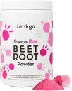 Suco orgânico de beterraba raiz em pó, de extrato de beterraba cru, alta concentração e maior potência, nitritos naturais e antioxidantes para detox, energia, circulação, recuperação de treino, Superalimentos diários (12.7 Oz)