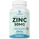 PurePremium Natural Zinc 50mg Suplementos para homens/mulheres - GMP-certificado alta potência Citrato de zinco / oxigênio para adultos, antioxidante imunológico, suporte energético - 100 comprimidos