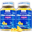 Glucosamina sem açúcar chicletes preenchidos - Suplemento de glucosamina mais condroitina, HSH, Açafrão, Boswellia, Ácido hialurônico, Vitamina D3 & Zinco, 120 chicletes, 60 Servings