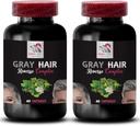 Pigmentação do cabelo - Cabelo Cinzento Invertida - Cor Melhorando, Reviva a cor natural, Restauração do cabelo, Brilliance cabelo, Restaurar Vibrancy, Solução de cuidados de cabelo, Renovar a cor do cabelo 2 garrafas 120 cápsulas