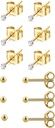 6Pairs 2mm/3mm de aço cirúrgico Studs perfurantes hipoalergênicos, 20G 14K Real Gold encheu minúsculos brincos Stud para perfuração de furo múltiplo (zircônia cúbica, pérola, bola)