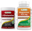 L-Glutamina Pure Powder 1 LB e glicinato de magnésio 425 mg