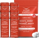 Viter Energia Original Cafeína Menta Canela Flavor 6 Pack e 1/2 Libra Bolsa em massa Bundle - 40mg Cafeína, B Vitaminas, Açúcar Livre, Vegan, Poderoso impulsionador de energia para foco e alerta