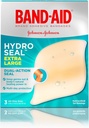 Banda-Ajuda marca Hydro Seal adesivos bandas de gel hidrocolóide para cuidados de feridas e alívio de bolhas, All Purpose Waterproof & Chuveiro à prova de bolhas Pad, estéril e longo-Lasting, extra grande, 3 ct