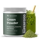 Super Verdes Pó com Matcha para Digestive & Gut Saúde – 25 Superalimentos orgânicos com Probióticos, Prebióticos, Enzimas & Sea Moss – Vegan Superfood Pó para Bloating & Regularidade - 30 Servings