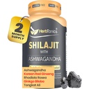 Herbtonics Shilajit para homens e mulheres com Ashwagandha, vermelho coreano Ginseng, Rhodiola Rosea, Ginkgo Biloba, Tongkat Ali □ Ácido Fulvic & Trace Minerals para Stamina & Imunidade