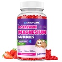 Gummies de magnésio para crianças - Gummies de magnésio com vitamina D3, B6, Potássio e Ashwagandha, Magnésio para crianças e adultos Relaxação, Sono, Cérebro e Saúde Óssea -Vegan Strawberry 60ct