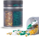 Extra grande suplemento Organizador e portátil caso pílula com 8 compartimentos duplas camadas Medicina Dispensador mensal vitaminas organizadores frasco de pílula, cinza