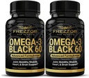 FREZZOR Omega 3 Preto para Cuidados Conjuntos & Conforto - Nova Zelândia Verde Lipped cápsulas de óleo de mexilhão; 53x maior potência com UAF1000+ Super Antioxidante, Sem gosto de peixe, 60 contagem (Pacote de 2)