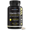 Vitamina D3 K2 3000 UI - com vitamina K como MK-7 de Natto - alta potência Suplemento de vitamina D Suporte Ossos saudáveis, dentes, função coração e imune, sem glúten - 90 cápsulas