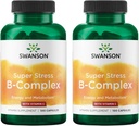 Swanson Vitamina B-Complexo w/Vitamina C - Suplemento Natural Promovendo o alívio do estresse, suporte energético e ajuda à saúde imune - Pode apoiar o metabolismo e a saúde nervosa - (100 cápsulas) (2 pacote)