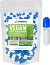 XPRS Nutra Tamanho 0 Cápsulas Vazias - 100 Contagem Cápsulas Veganas Vazias - Comprimidos Vegetarianos - Enchimento de Cápsulas Vegetais DIY - Cápsulas Veggie para Suplementos Do-It-Yourself (azul/branco)