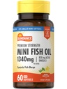Sundance Mini Fish Oil Softgels 1340mg Contagem 60 Controla arrotos de peixe Fórmula de força Premium com Ômega-3 sabor de limão natural Não-GMO e suplemento sem glúten