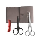 LIVINGO 4,5 polegadas Barba & Tesoura de bigode para homens, profissional Rounded Tip segurança Sharp aço inoxidável pequena beleza facial nariz corte de cabelo tesouras Kit com Mini Comb e couro caso